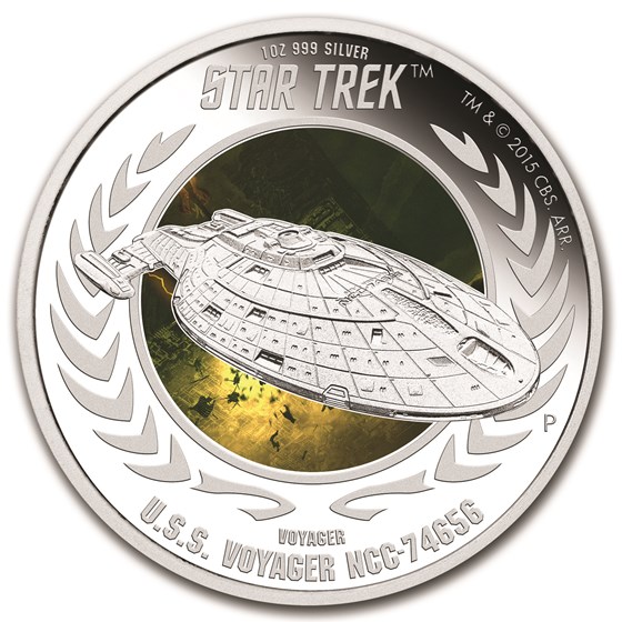 2015 Tuvalu 1 oz Silver Star Trek Voyager Colorized Proof 2015 Tuvalu 1 oz Silver Star Trek Voyager Colorized Proof